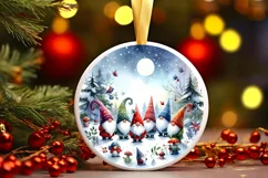 Winter Gnomes Round Ornament Sublimation PNG Product Image 2