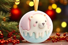 Polar Bear Round Ornament Sublimation PNG Product Image 1