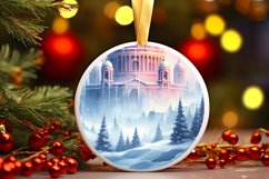 Winter Scene Tour Eifel Round Ornament Sublimation PNG Product Image 3