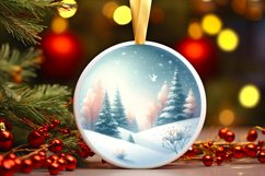 Winter Scene Tour Eiffel Round Christmas Ornament Product Image 1