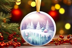 Winter Scene Tour Eifel Round Ornament Sublimation PNG Product Image 1