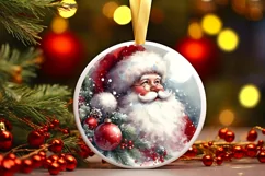 Santa Round Ornament Sublimation PNG Product Image 1