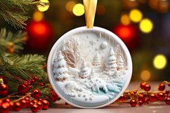 Winter Scene Martzipan Round Ornament Sublimation PNG Product Image 3