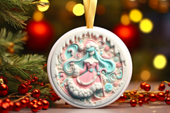 Round Christmass Ornament Sublimation|Clipart Product Image 1