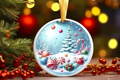 Winter Scene with Candies Round Christmas Ornament Product Image 1