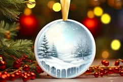 Winter Scene with Candies Round Ornament Sublimation PNG Product Image 1