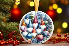 Winter Gnomes Round Ornament Sublimation PNG Product Image 1