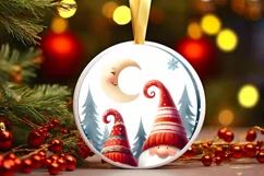 Winter Gnomes Round Ornament Sublimation PNG Product Image 1