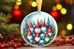 Winter Gnomes Round Ornament Sublimation PNG Product Image 1