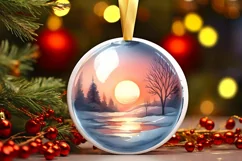 Melting Winter Scene Spain Round Ornament Sublimation PNG Product Image 3