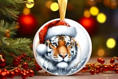 Winter Scene Tiger Portrait Sublimation PNG Product Image 1