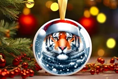 Winter Scene Tiger Portrait Sublimation PNG Product Image 3