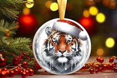 Winter Scene Tiger Portrait Sublimation PNG Product Image 1