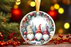 Winter Gnomes Round Ornament Sublimation PNG Product Image 3