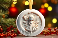 Christmas Fairy Round Ornament Sublimation PNG Product Image 1