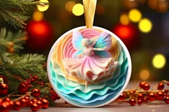 Christmas Fairy Round Ornament Sublimation PNG Product Image 1