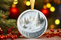 Round Christmas Ornament Sublimation|Clipart Product Image 3