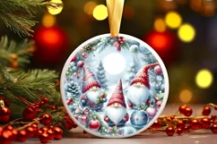 Winter Gnomes Round Ornament Sublimation PNG Product Image 2