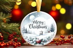 Merry Christmas Round Sublimation PNG Product Image 3