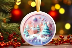 Round Christmas Ornament Sublimation|Clipart Product Image 1