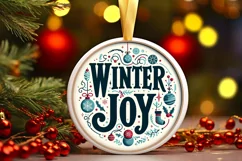Winter Joy SVG Round Christmas Ornament Sublimation PNG Product Image 3