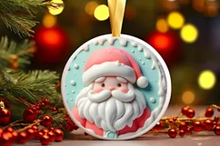 Winter Santa Round Ornament Sublimation PNG Product Image 3