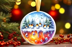 Round Christmas Ornament Sublimation|Clipart Product Image 2