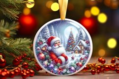 Melting Winter Scene with Santa Round Ornament Sublimation Product Image 3