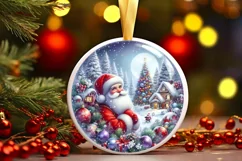 Melting Winter Scene with Santa Round Ornament Sublimation Product Image 3