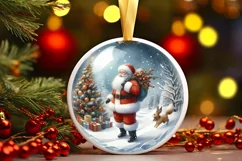 Melting Winter Scene with Santa Round Ornament Sublimation Product Image 1
