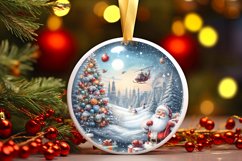 Melting Winter Scene with Santa Round Ornament Sublimation Product Image 3