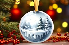 Winter Scene with Forest Round Christmas Ornament Product Image 3