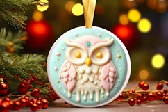Owl Round Ornament Sublimation PNG Product Image 3