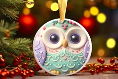 Owl Round Ornament Sublimation PNG Product Image 2