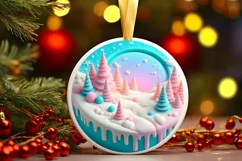 Winter Round Ornament Sublimation PNG Product Image 1