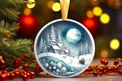 Winter Scene Eiffel Round Christmas Ornament Sublimation PNG Product Image 1