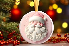 3D Santa with Depth Winter Round Ornament Sublimation PNG Product Image 3