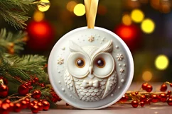 Christmas Round Cute Owl Ornament Sublimation Product Image 1