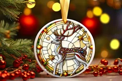 Christmas Round Reindeer Ornament Sublimation Product Image 2