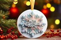 Snow Flake Christmas Round Cute Ornament Sublimation Product Image 2