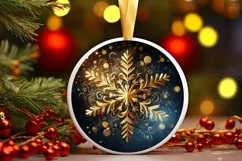 Snow Flake Christmas Round Cute Ornament Sublimation Product Image 2