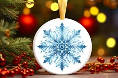 Snow Flake Christmas Round Cute Ornament Sublimation Product Image 1