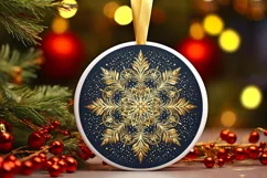 Snow Flake Christmas Round Cute Ornament Sublimation Product Image 1