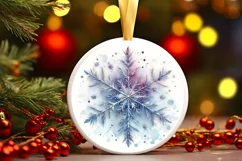 Snow Flake Christmas Round Cute Ornament Sublimation Product Image 2