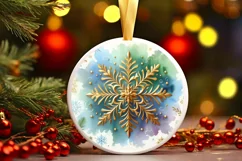 Snow Flake Christmas Round Cute Ornament Sublimation Product Image 2