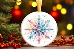 Snow Flake Christmas Round Cute Ornament Sublimation Product Image 2
