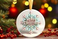 Snow Flake Christmas Round Cute Ornament Sublimation Product Image 2