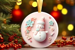 Christmas Round Cute Snowman Ornament Sublimation Product Image 2