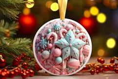 3D Christmas Round PNG Ornament Sublimation Product Image 2