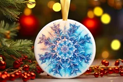 Snow Flake Christmas Round Cute Ornament Sublimation Product Image 2